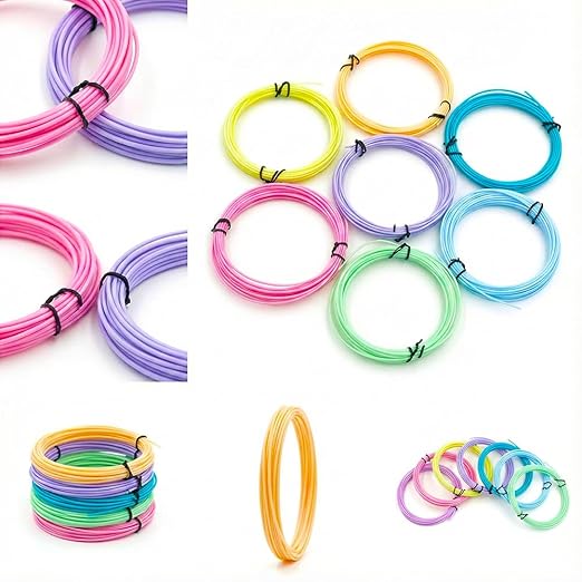 NFIL3D 7pcs Multicolor Pla Matte Pastel Filament of 3D Pen 5Meter Each | 3D Pen Refill | Compatible with All 3D Pens Filament | 1.75mm | (Set of 6Pcs) + 1Free Pen Refill - Image 4