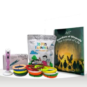 NFIL3D Pen Kit for Kids | 3D Pen Starter Kit – Includes 14Pcs Multicolour Filament 5Meter Each [Total 70 Meter] & 1Pcs Cable,1Pcs Stand, & 1Pcs 3D Pen with Stencils Book Birthday Gifts for Kids (Pink)