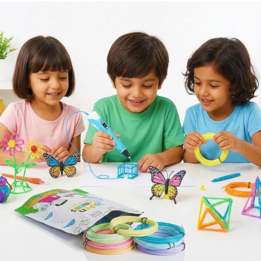 NFIL3D 7pcs Multicolor Pla Matte Pastel Filament of 3D Pen 5Meter Each | 3D Pen Refill | Compatible with All 3D Pens Filament | 1.75mm | (Set of 6Pcs) + 1Free Pen Refill - Image 2