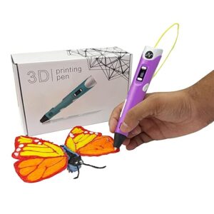 NFIL3D Pen for Kids & Adults|3D Pen Starter Kit – Includes 3Pcs Filament 5Meter Each,1Pcs Cable, 1Pcs Stand,1Pcs Stencils & 1Pcs Pen - for Kids & Gift Set for Birthday (Purple)