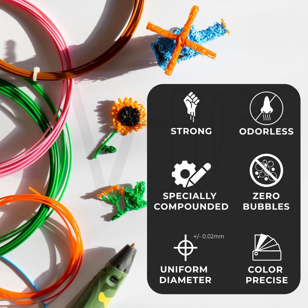 NFIL3D 31pcs Multicolor Filament of 3D Pen 5Meter Each | 3D Pen Filament | 3D Pen Refill | 3D Pen for Kids | Compatible with All 3D Pens | 1.75mm | (Set of 30Pcs) + 1Free (Pack of 31) - Image 6