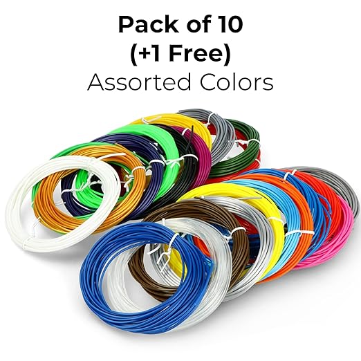 NFIL3D 11pcs Multicolor Filament of 3D Pen 5Meter Each | 3D Pen Filament | 3D Pen Refill | 3D Pen for Kids | Compatible with All 3D Pens | 1.75mm | (Set of 10Pcs) + 1Free (Pack of 11) - Image 2