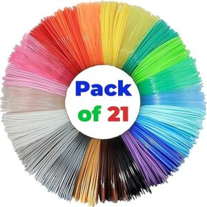 NFIL3D 21pcs Multicolor Filament of 3D Pen 5Meter Each | 3D Pen Filament | 3D Pen Refill | 3D Pen for Kids | Compatible with All 3D Pens | 1.75mm | (Set of 20Pcs) + 1Free (Pack of 21)