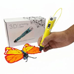 NFIL3D Pen for Kids & Adults|3D Pen Starter Kit – Includes 3Pcs Filament 5Meter Each,1Pcs Cable, 1Pcs Stand,1Pcs Stencils & 1Pcs Pen - for Kids & Gift Set for Birthday (Yellow)