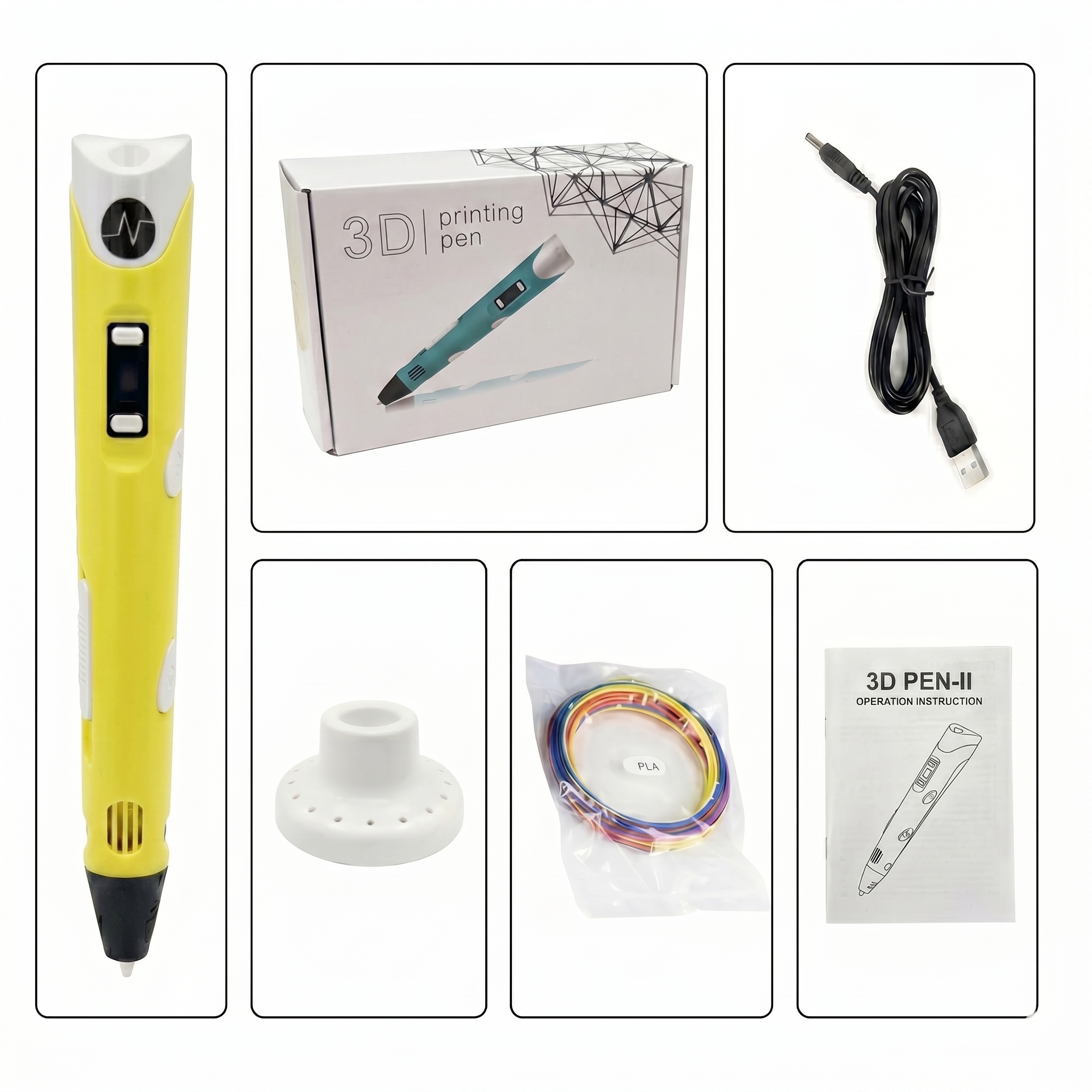 NFIL3D Pen for Kids & Adults|3D Pen Starter Kit – Includes 3Pcs Filament 5Meter Each,1Pcs Cable, 1Pcs Stand,1Pcs Stencils & 1Pcs Pen - for Kids & Gift Set for Birthday (Yellow) - Image 4